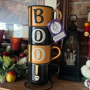 🧡Halloween Stackable Cups with Metal Countertop Stand NWT